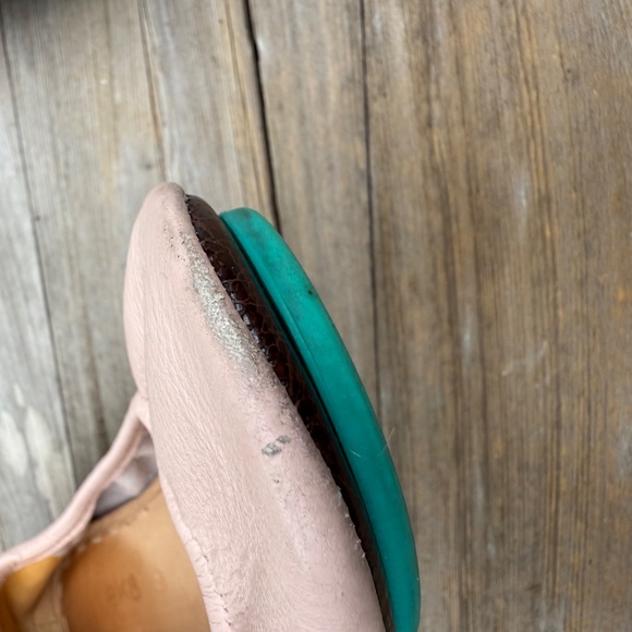 Tieks by Gavrieli Ballet Flats Pale Pink Leather Teal Sole Size 8 - Picture 6 of 11